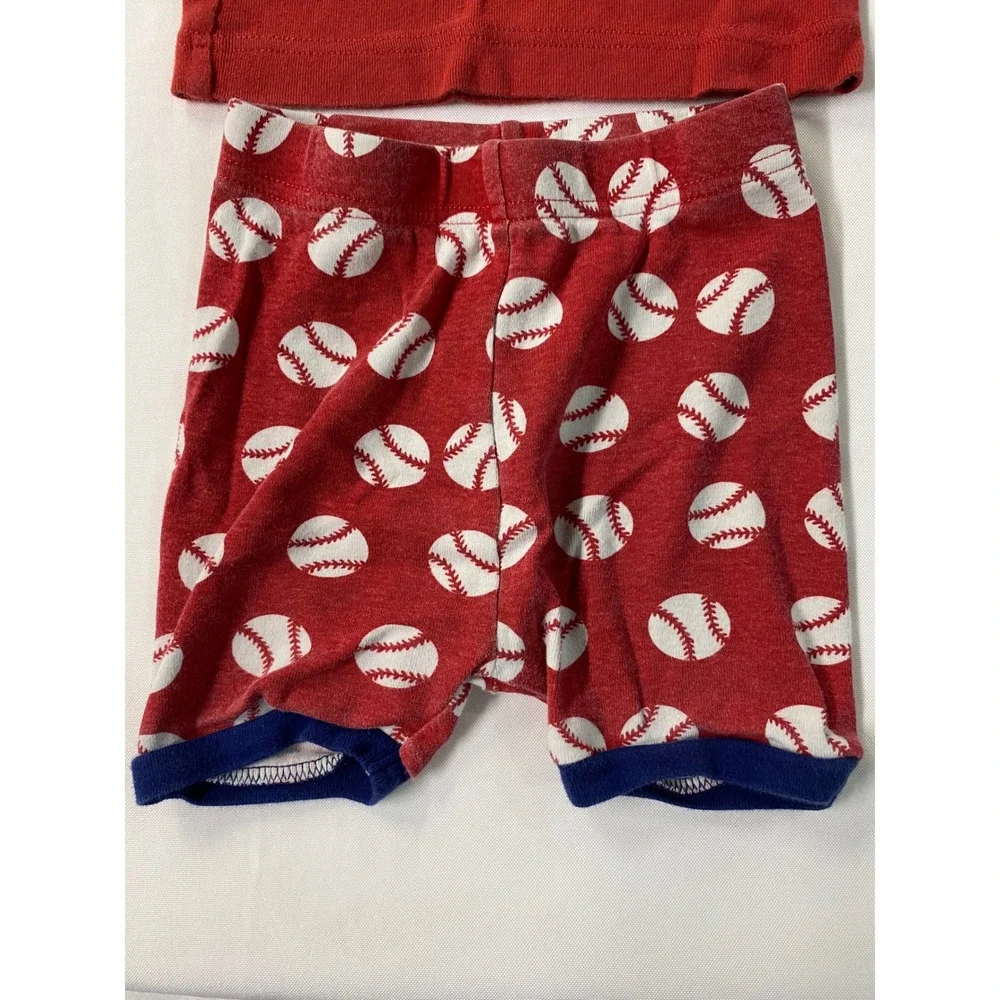Old Navy Kids Pajama Set of 2 12-18M Baseball Star Handsome Red Green Striped